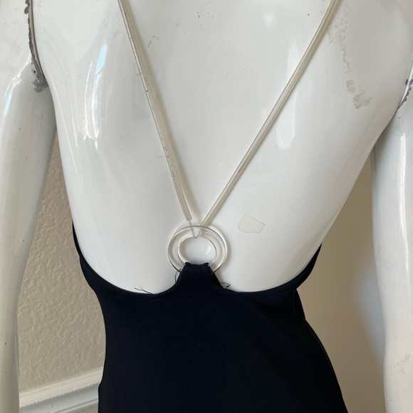 CHEAP AND CHIC MOSCHINO VINTAGE! Black Jersey Maxi Dress w/ Tubing Straps Sz 6 - Picture 3 of 8